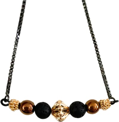 Ketting- Sita -zwart- lavasteen - Charme Bijoux