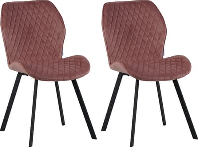 Colenis® - Rio eetkamerstoel - Set Van 2 - Roze - Fluweel - Velvet - Industrieel - Stoel