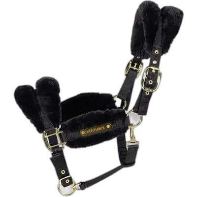 Kentucky Horsewear - Nylon halster wol / bont soft zwart full