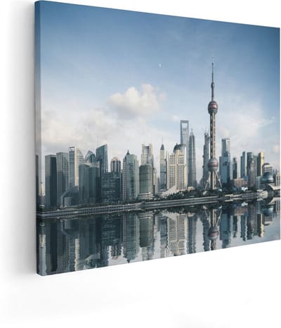 Artaza Canvas Schilderij Stad - 50x40 cm - Wanddecoratie Skyline - Muurdecoratie Woonkamer - Kamer Accessoires