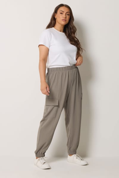 Yours Natuurlijke Bruine Gewassen Twill Cargojoggingbroek Size 42