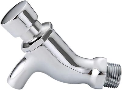 Wandmontage Een Gat Auto Sluiten Water Saver Koude Tap Koper Openbaar Toilet Druk Vertraging Kraan Ktchen Badkamer Tuin Patio Wastafel Kranen, Gepolijst Chroom