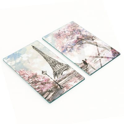 Keukenplanken van gehard glas met afbeelding van de Eiffeltoren in Parijs, 2x30x52 cm