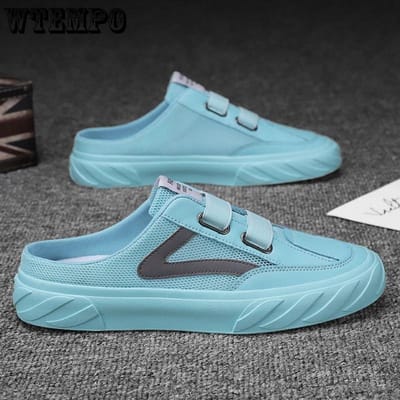 Mode Vrije Tijd Heren Canvas Schoenen Zomer Casual Basic Rubber Heren Platte Sneakers Luie Loafers Schoenen 44 blauw