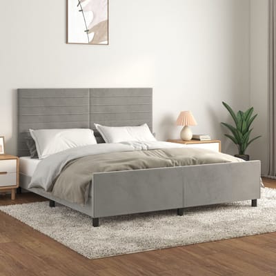vidaXL - Bedframe - met - hoofdeinde - fluweel - lichtgrijs - 180x200 - cm
