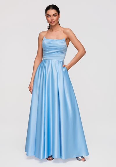 LARICA Jurk - Regular Fit - Strapless - Rits Blauw S