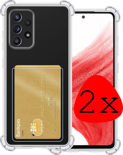 Hoesje 2 Stuks - Geschikt voor Samsung Galaxy A53 - Met Pashouder en Kaarthouder - Telefoon Hoes Shockproof - Siliconen Case - Back Cover - Shock Proof - Pasjes Houder - Transparant