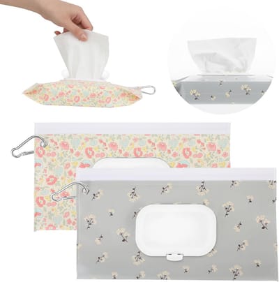 2-pack herbruikbare babydoekjeshouder - draagbare natte doekjes dispenser