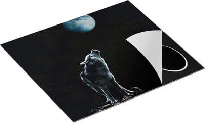 Chefcare Inductie Beschermer Wolf Huilt naar de Volle Maan - 60x50 cm - Afdekplaat Inductie - Kookplaat Beschermer - Inductie Mat
