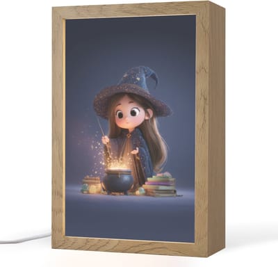 Nachtlampje 20x30 cm - Kinder lampje - Tovenares - Magisch - Blauw - Toveren - Tafellamp kinderkamer - Slaapkamer lamp - Bedlamp kinderen - Kinderlampje stopcontact - Wandlamp babykamer - Nachtlampjes
