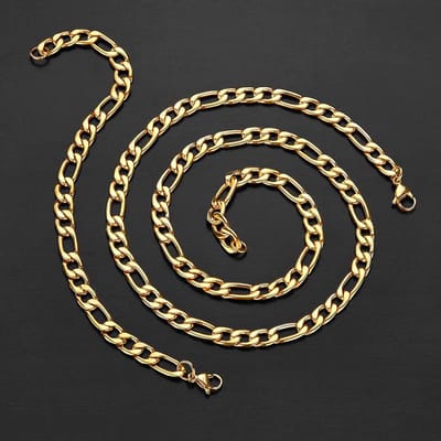 Figaro Ketting + Armband Set - Goud kleurig - 4,5mm - Kettingen Armbanden Heren Dames - Papa Cadeau Voor Mannen - Vaderdag