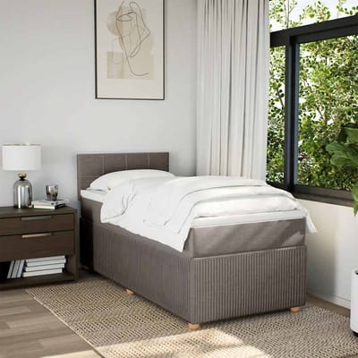 vidaXL - Boxspring - met - matras - stof - taupe - 90x190 - cm