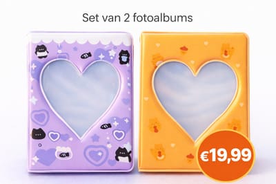 Fotoalbum Set van 2 – Hartvormig Venster – Kawaii Design – Paars & Oranje