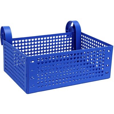 Panier de Rangement au Bord de la Piscine en Plastique Pliable Panier Organisateur de Rangement pour Piscine Hors-Sol pour Jouets Serviettes Boissons Bleu