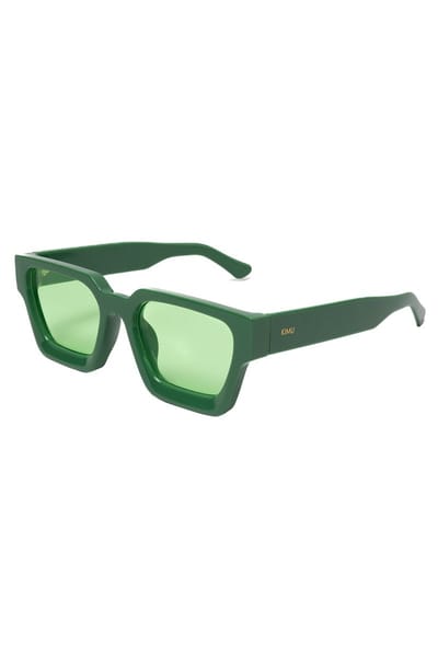 KIMU® Zonnebril Groen Vierkant Dik Montuur - Donkergroen Montuur - Groene Glazen - Rechthoekige Bril Oversized Designer Hollywood Festival