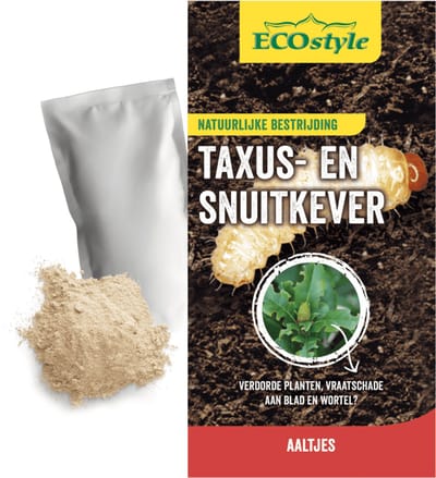 ECOstyle 250 mln Aaltjes H tegen Taxus- en Snuitkever - Bestrijdingsmiddel - Natuurlijk & Biologisch - Voor Bodemtemperatuur hoger dan 12°C - Werken 24 uur per Dag - 500 m2