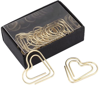 Paperclips in hartvorm, bladwijzer, markeerstift, organisatieclip voor documenten, kantoorbenodigdheden (goud)