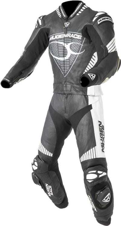 MUGENRACE Impegnato Zwart Wit Geperforeerd 2-Delig Motorpak - Racepak