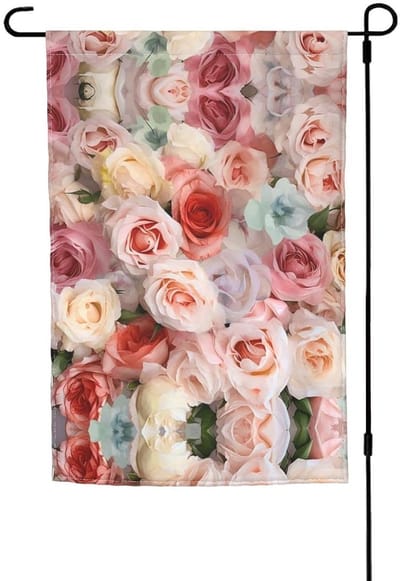 Tuinvlag Rozen - Buiten decoratie - Tuin versieren - Dubbelzijdig bedrukt - 30x45 cm - Wit