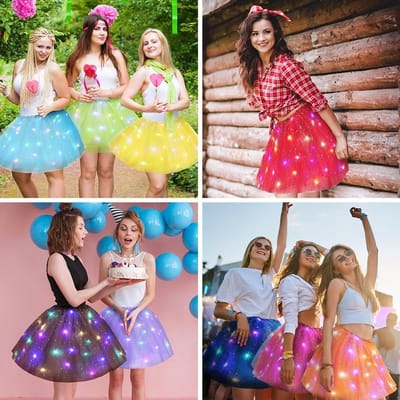 Lichtgevende Tulle Tutu Rok voor Dames met Sequins en Sterren, Perfect voor Ballet, Feestjes en Halloween Kostuums