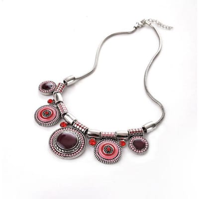 Trendy Sieraden Boheemse Stijl Vintage Sieraden Edelsteen Choker Ketting Vrouw Bedel Statement Retro Kettingen Hangers Cadeau gray