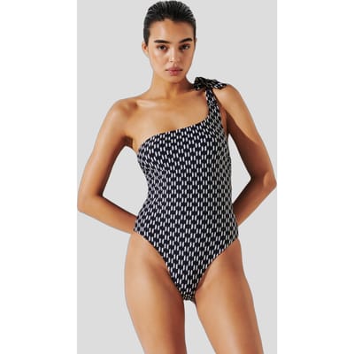 Karl Lagerfeld Monogram Tie Cheeky Swimsuit Monogram Black/white Taglia: S | Costumi Interi Outlet | Donna | Nero
