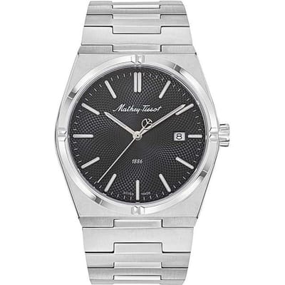 Mathey-Tissot Zeus Roestvrij Staal Zwarte Wijzerplaat Kwarts H118AN Herenhorloge zwart