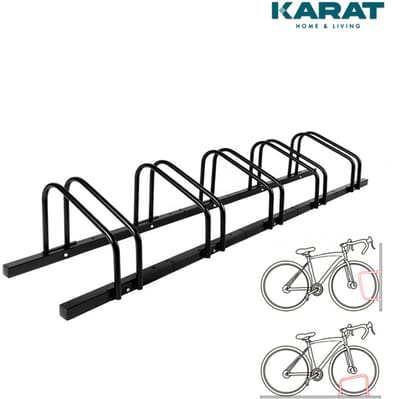 FLOORDIREKT Fietsenrek Linus - Voor Vloer- of Wandmontage - Verschillende Maten - Zwart - Voor 5 Fietsen