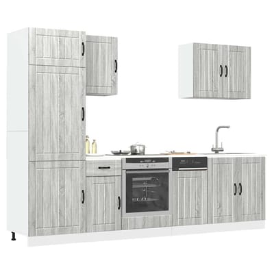 vidaXL - 7-delige - Keukenkastenset - Lucca - bewerkt - hout - grijs - sonoma - eiken