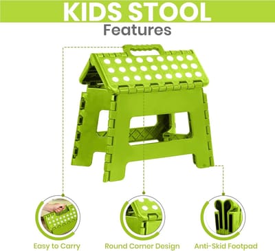 Famanu Opvouwbaar opstapkrukje voor kinderen - Lichtgewicht opvouwbaar klein plastic krukje voor keuken en badkamer - Opvouwbaar krukje voor kinderen Kan tot 300 lbs dragen (Groen).