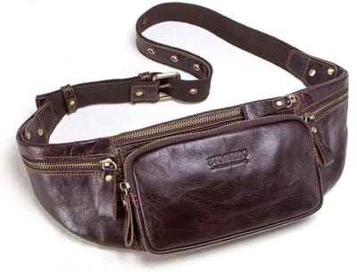 Vintage Heuptas voor Mannen en Vrouwen - Ideaal voor Reizen, Wandelen, en Outdoor Activiteiten met 4 Ritszakken