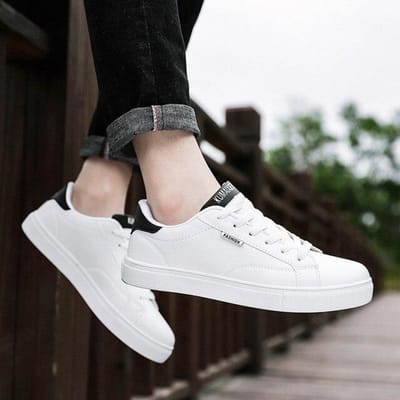 Ademende gevulkaniseerde schoenen sneakers heren flats mode comfortabele schoenen man herfst lente witte schoen casual sneakers 44 zwart