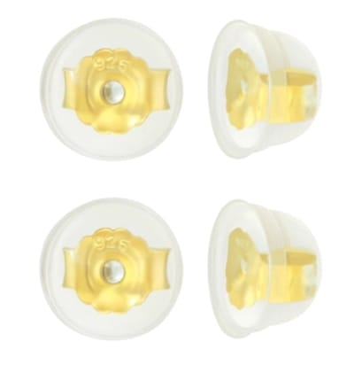 Joy|S - Zilveren vlindersluiting met siliconen bescherming - 4 stuks - sterling zilver 925 - gold plated - achterkantjes oorbellen - goudkleur