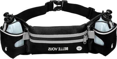 Verstelbare Running Belt met 2 Water Bottles - Reflecterende Taille Tas voor Telefoon - Waterdichte Hydratatie Riem voor Marathon Running en Fitness