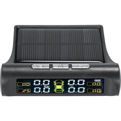 TPMS Bandenspanningscontrolesysteem Zonne-energie Draadloos Autoalarmsysteem LCD-scherm met 4 Interne Sensoren (Zonne-energie_Intern TPMS) type2 zwart