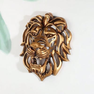 1pc Grande Sculpture Tête de Lion en Résine Décoration Murale - Décoration Créative pour Jardin, Salon et Chambre one-size or