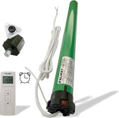 PALMAT Draadloze Rolluikmotor met 4 kanaals afstandsbediening en kunststof lagerplug (buis van 60 mm, 20 Nm)