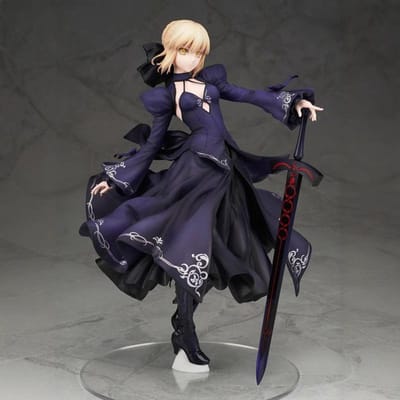 Anime FateStay Night Saber Altria Pendragon Figuren Zwarte Jurk Met Zwaard PVC Verzamelfiguur Desktop Ornament Model Cadeaus black