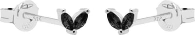 Karma Oorbellen Zirconia Double Black Leaves | Zilver