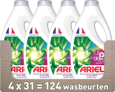 Ariel Vloeibaar Wasmiddel +Extra kleurbescherming - 4 x 31 Wasbeurten - Voordeelverpakking