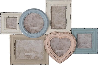 Clayre & Eef Fotolijst 10x15 cm Beige Blauw MDF Fotokader