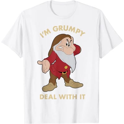 T-shirt Portrait Disney Blanche-Neige Je Suis Grincheux Assume S blanc