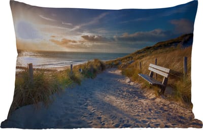 Buitenkussens - Zonsondergang - Strand - Duin - Gras - Bank - 60x40 cm - Weerbestendig