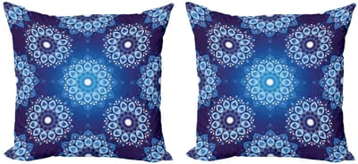 ABAKUHAUS Kussenhoes Set 2x40x40 cm – Dubbelzijdig Digitaaldruk – Sky Blue/Wit
