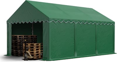 Opslagtent 3x6 m stabiele industrietent met PVC-Zeil 750 N donkergroen beschutting met grondframe