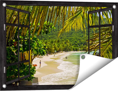 Gards Tuinposter Doorkijk Laguna - 60x40 cm - Tuindoek - Tuindecoratie - Wanddecoratie buiten - Tuinschilderij