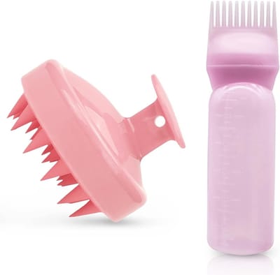 2-in-1 Applicator Fles met Kam en Hoofdmassager voor Thuis Haarverf en Shampoo Gebruik