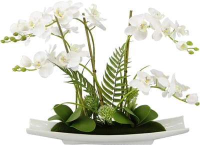 Kunstbloem Vlinderorchidee in keramische kom Kunstbloem Kunstorchidee Phalaenopsis met plantenbak Kunstplant Bruiloftsdecoratie