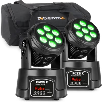 Fuzzix MHC706 duo van 2 LED wash movingsheads 7x 6 Watt met draagtas - DMX