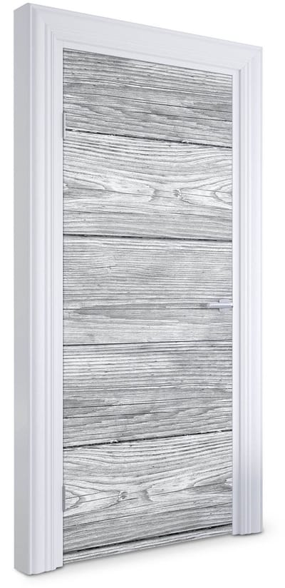 Wallfluent Deursticker - Houten vloer Deurfolie - 95 x 205 cm - Grijs Deur plakfolie - Moderne Deur Sticker - Imitatietextuur Deurbehang Sticker - Deursticker voor de Keuken - Deur Sticker